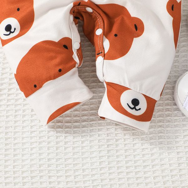 Children's Outfit Sets Newborn Baby Round Neck Jumpsuit Baby Bear Print Romper