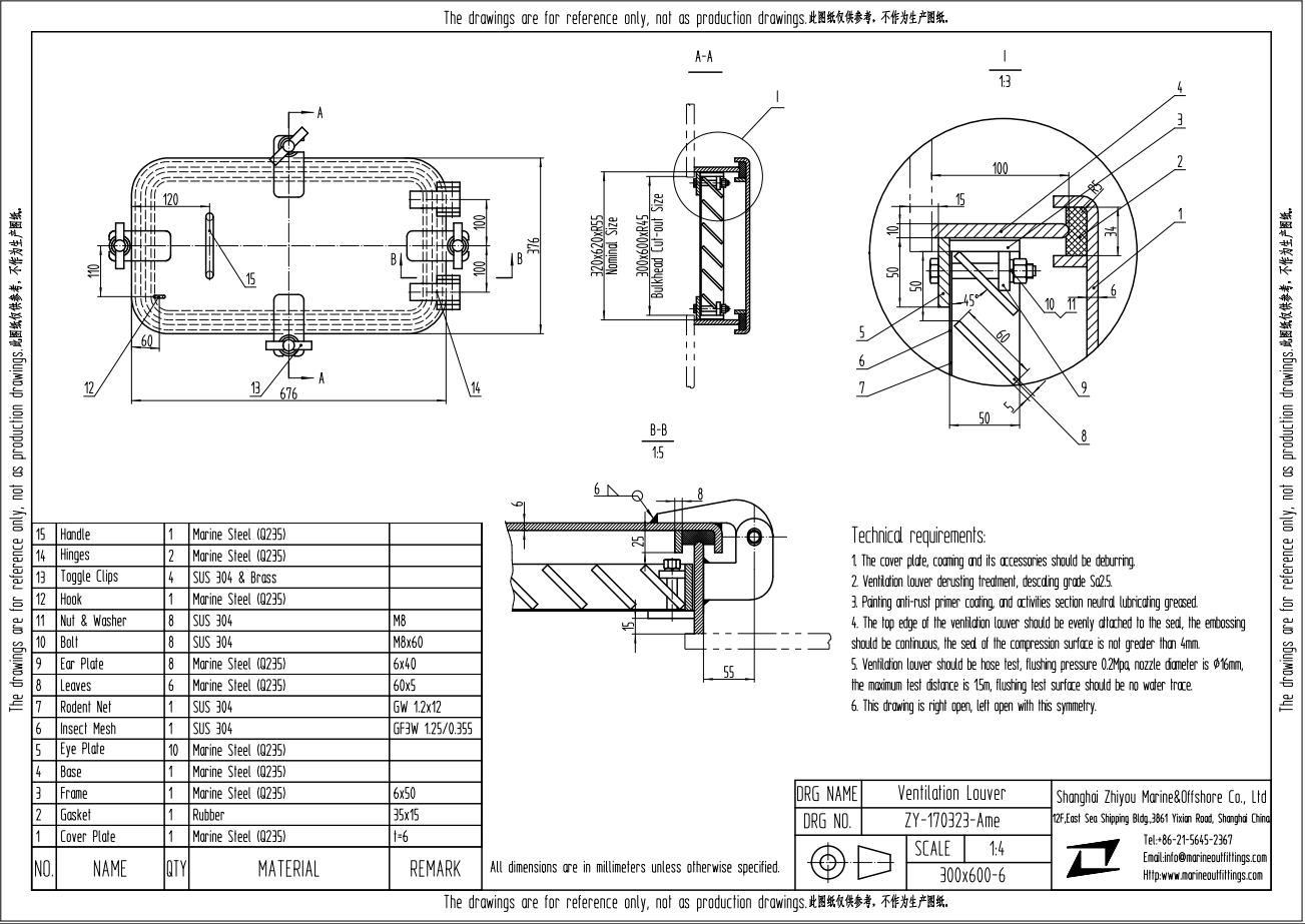 Marine Steel Material Ventilation Louver Hatch Marine Ventilator Hatch Cover