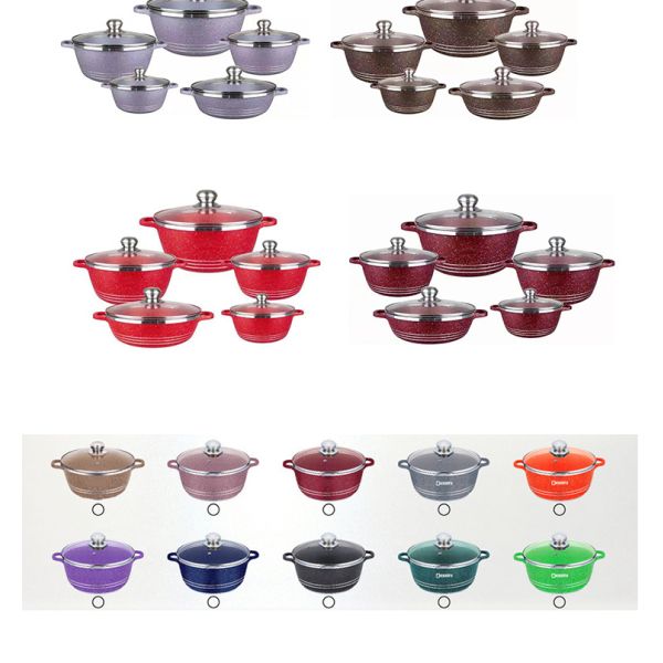 OEM/ODM Kitchen Pots Granite Aluminum Pans And Pots Double Bottom Nonstick Cookware Sets