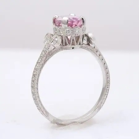 2.11 Carats S925 Sterling Silver Natural Pink Sapphire Cz Ring Moissanite Engagement