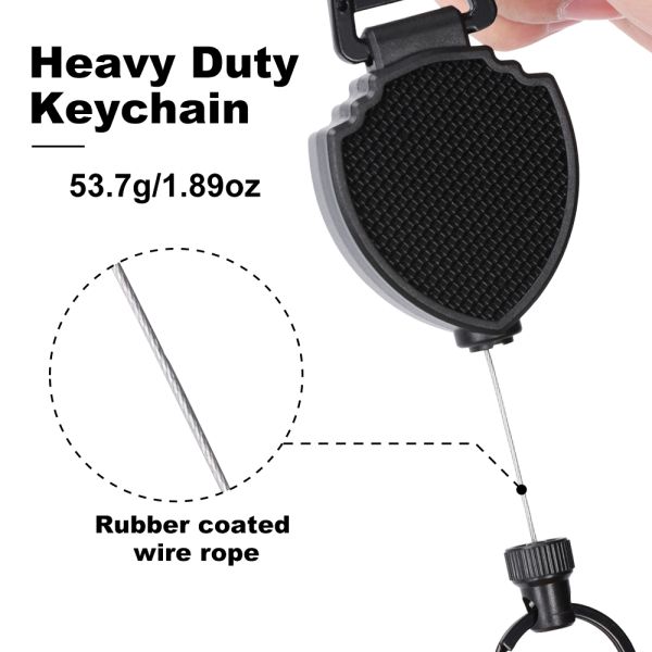 Deyi Badge Reel Heavy Duty Badge Holder Retractable Gear Retractable Cord Black Metal Color