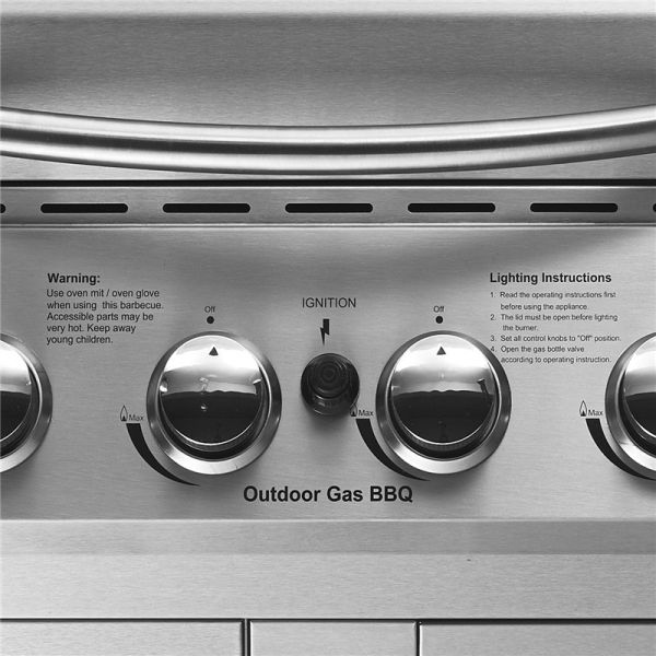 6 Burners Lava Rock Outdoor Rotisserie Gas Barbecue Grill Spit Roaster With Motor