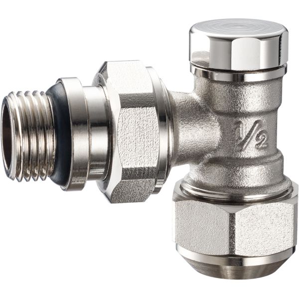 4403 Concealed Handle Brass TRV Angle Valve for Radiator Return DN15 Nickel Plated w/ AL-PL Adapter x Flex. Male Nipple