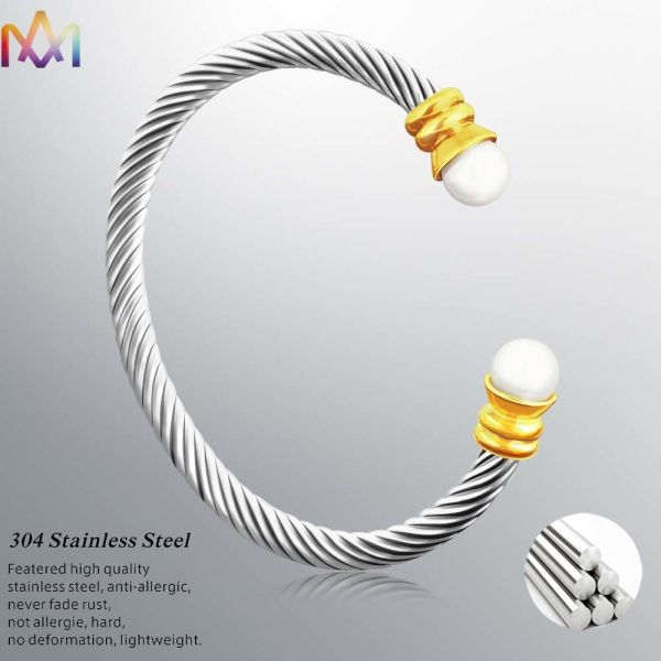 Twisted Cable Inspired Stainless Steel Cuff Bracelets 16g