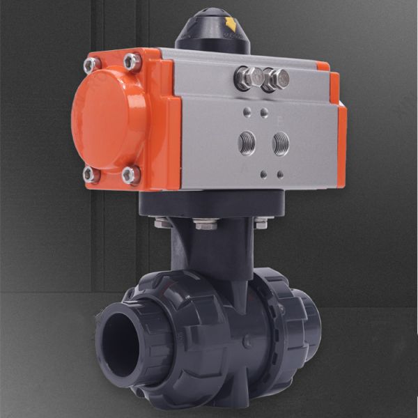 Double Air Direct Actuated PVC Ball Valve Pneumatic UPVC True Union