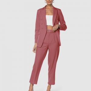 China Brick Red Formal Stylish Womens Suits For Office Wear Formal Blazer And Pant Set on sale