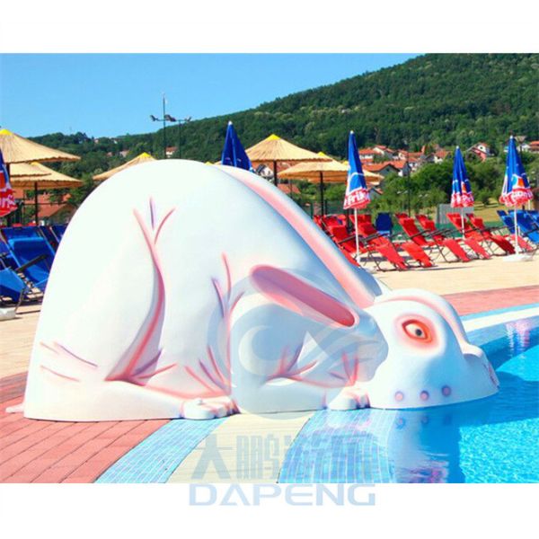 Rabbit Shaped Mini Pool Slide Fiberglass Aqua Park Water Slide For Toddlers