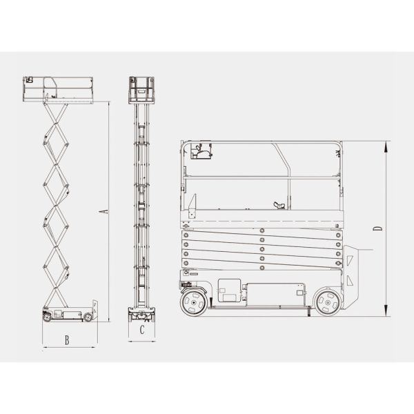 Aerial Work Platforms Construction Scissor Lift 25 Height Lift Narrow Platform