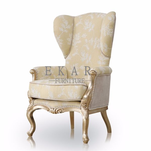 Fabric Leisure Antique Arm Wood Relaxing Chair