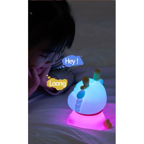 LED USB Rechargeable Dimming Dragon Touch Cartoon Cute Bedroom Decor Silicone Baby Loong Table Lamp Night Light