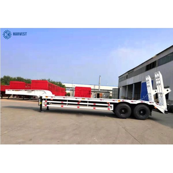 12.00R20 8pcs Tires 40 Ton Loading Capacity Harvest 2 Axles Lowbed Semi Trailer