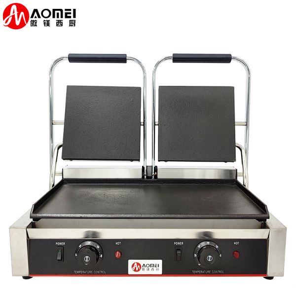 Commercial Kitchen Non-stick Electric Cast Iron Panini Contact Grill with 3600W Power