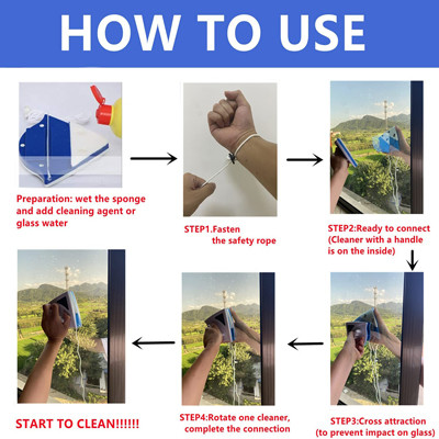 Plastic Double Sided Magnetic Window Cleaner Glass Wiper Cleaning Tool