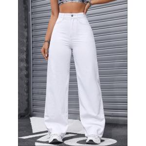 Buy cheap White high-waisted straight-leg jeans for women from wholesalers