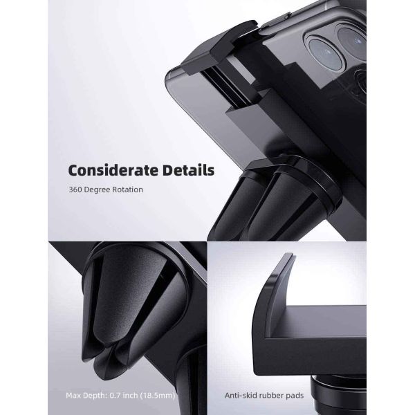 Adjustable Angle 85mm Retractable Cradle Air Vent Phone Mount For Car