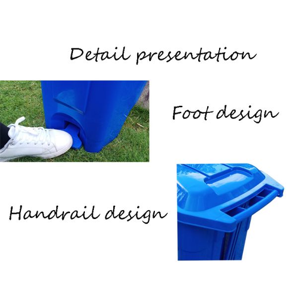 Outdoor 70L Kitchen Household Foot Trashcan Large Wheel Thickened Sanitation Bin Wheelie Bins with Lid
