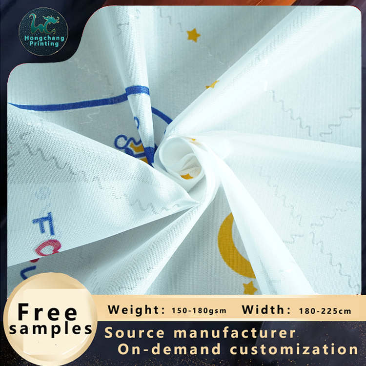 Universal 70g Polyester Tricot Fabric Mattress Cloth Material White Color Printed