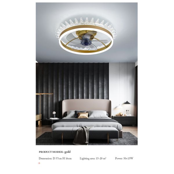 30W Modern Crown Ceiling Lights Fans Lamp LED Remote Control Changeable Adjustable Indoor Home Decor Living Dining Room