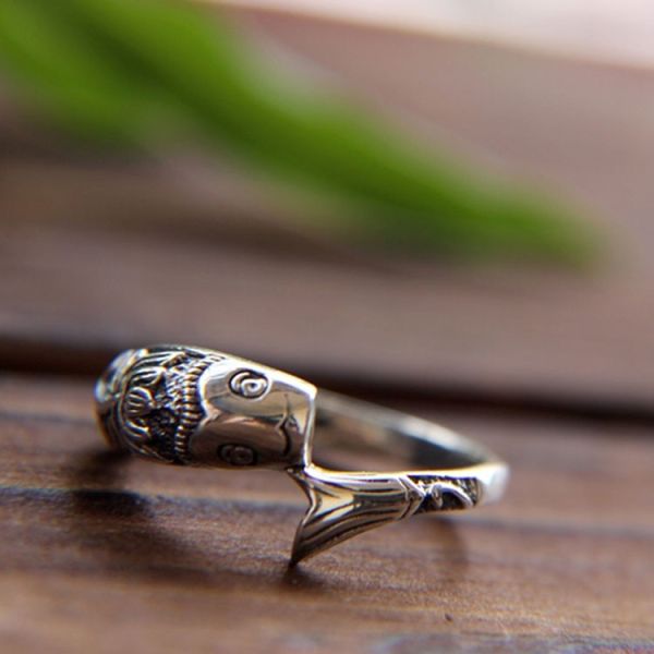 Vintage Sterling Silver Mermaid Band Ring for Women (R121406)