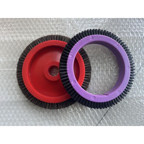 Monforts Stenter Machine Parts Red Small Brush wheel Black Nylon Hair Plastic Body 22mm Inner Dia