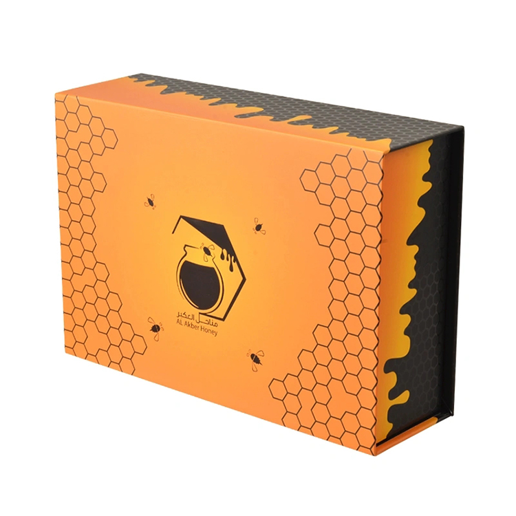 Black Orange Custom Magnetic Closure Gift Boxes Matte Foldable Packaging Box For Honey