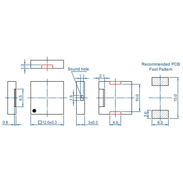 3v volt 4000Hz smd piezoelectric Beeper