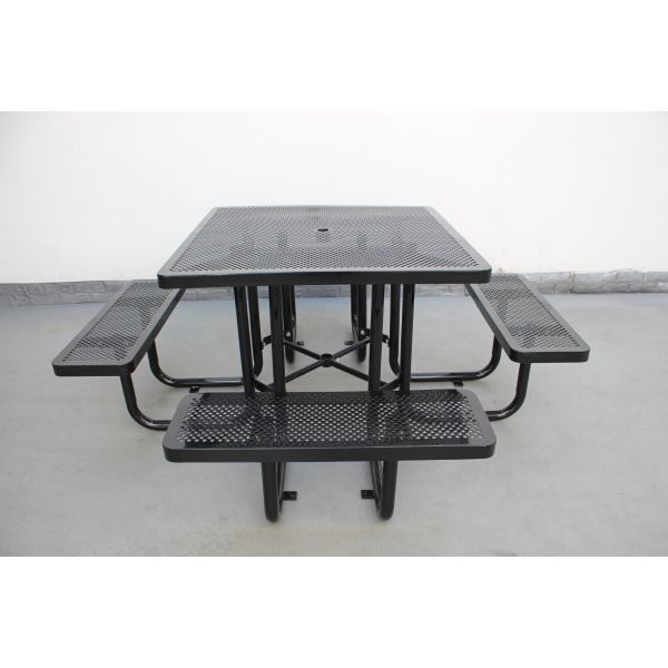 Metal Outdoor Picnic Tables Bench Set Square Shape For Park