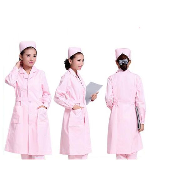 Pure Color Unique Nursing Uniforms Polyester Side Open Solid Color Collar Style