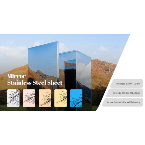 28 Gauge 8K Mirror Finish Stainless Steel Sheet 201 304 6K Cold Rolled Colored