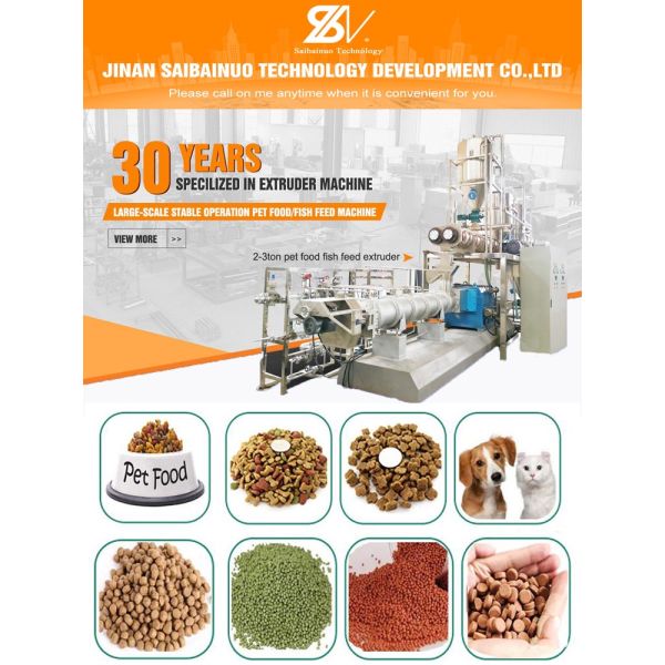 58-380 Kw Dog Food Machine Production Line 2-3t/H Saibainuo Dry Kibble