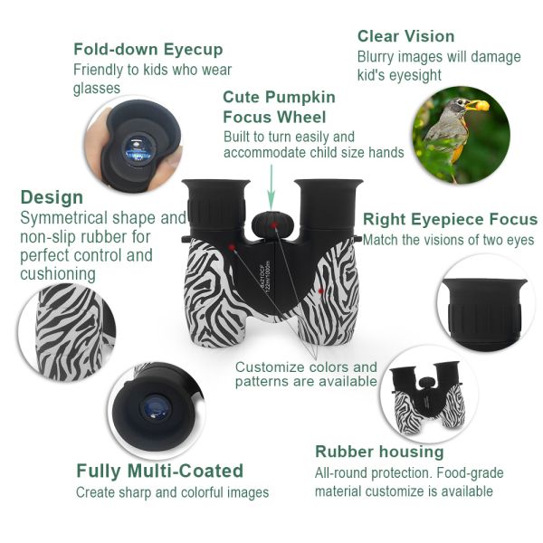 Roof 6 X 21 Long Range Kids Binoculars , Children'S Play Binoculars For Outdoor Exploring