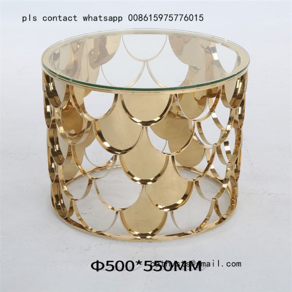 Metal plated stainless steel marble table simple coffee round table