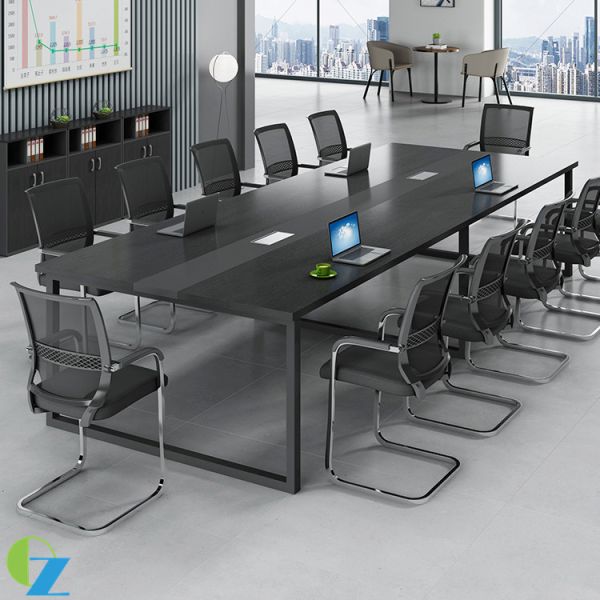 Powder coating KD Modern Office Meeting Table Wooden Panel Top