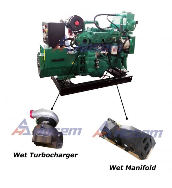 Compact Cummins Marine Generator , Wet Manifold , Wet Turbocher , Rubber Impeller Water Pump ,30kW cummins Marine genset
