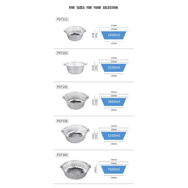 Picnic Aluminum Foil Pots Takeout Disposable Tin Foil Pan with Lids