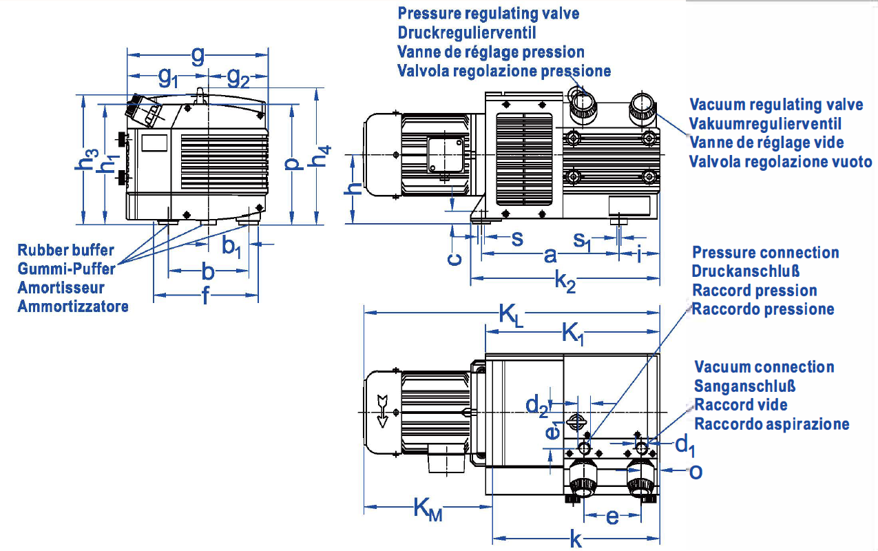 60 m³/h dry ruuning vacuum pressure combined pumps