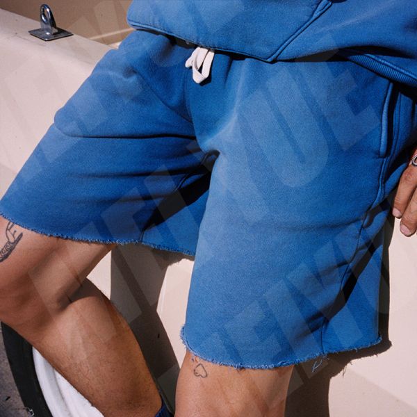 100% Cotton Acid Washed Distressed Jogger Shorts Elastic Sports Urban Wear Shorts