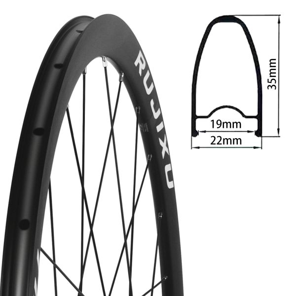 RUJIXU High Quality 700C 35mm Road Bike Wheelset Disc Brake Circular Spokes Clincher Aluminum Alloy Bicycle Wheel