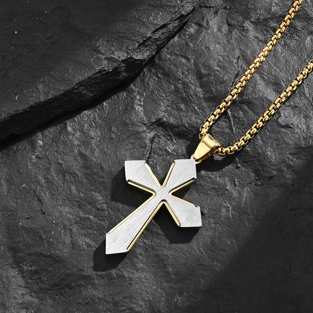 Stainless Steel Cross Shape Men's Fashion Necklace for Jewelry