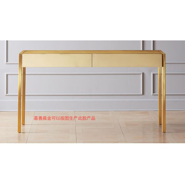 Brass Gold Modern Metal Office Desk Heavy Duty Stable Structure